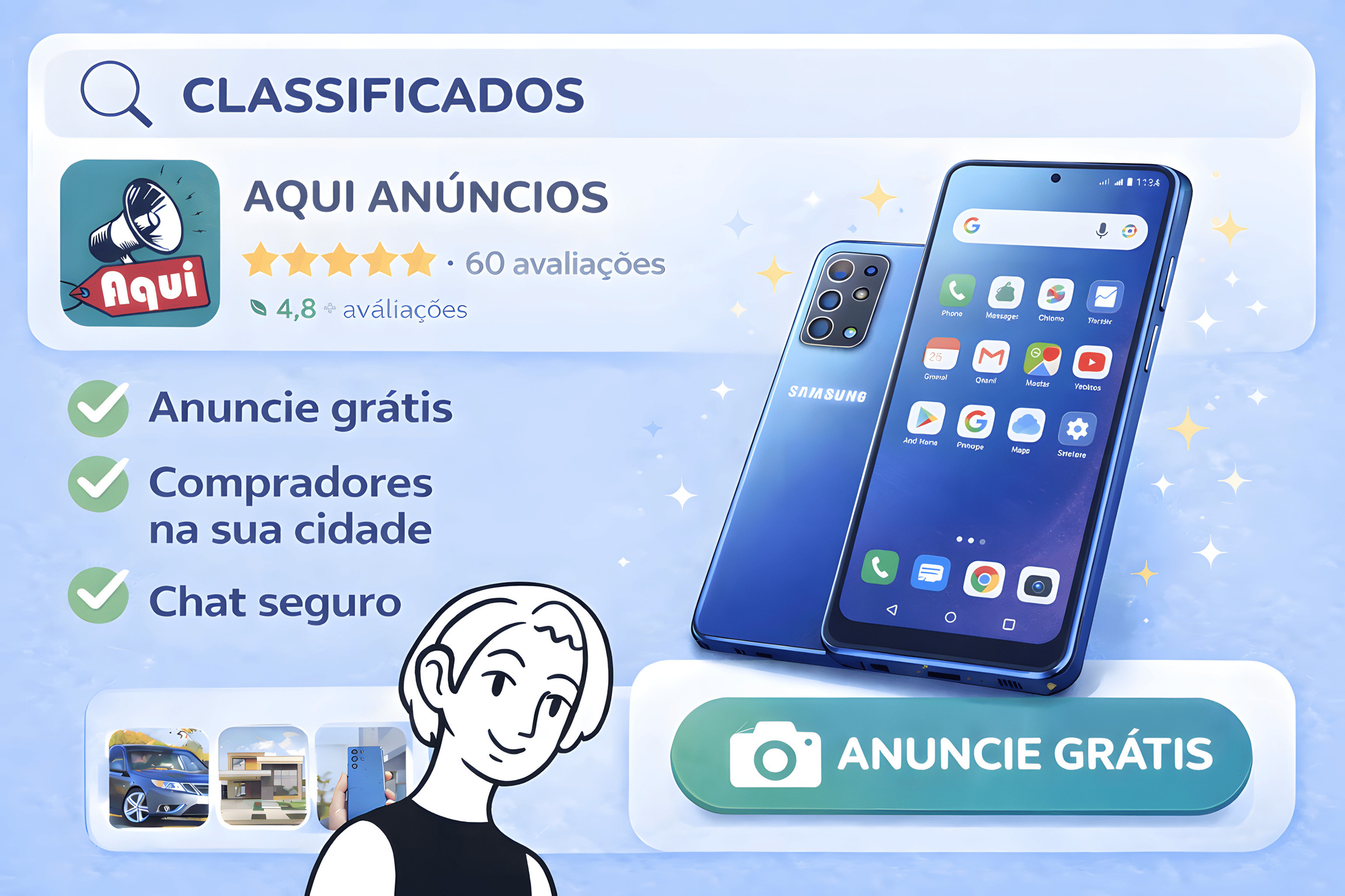 Aprenda a anunciar celular usado grátis no Aqui Anúncios: passo a passo, dicas para vender rápido e segurança na negociação. Baixe o app e anuncie hoje.Venda seu celular usado hoje.